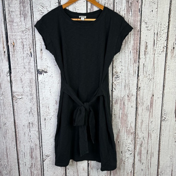 J. Crew Factory Dresses & Skirts - J. Crew (Factory) Size Small Black Mini Dress Tie Front Short Sleeve Cotton EUC